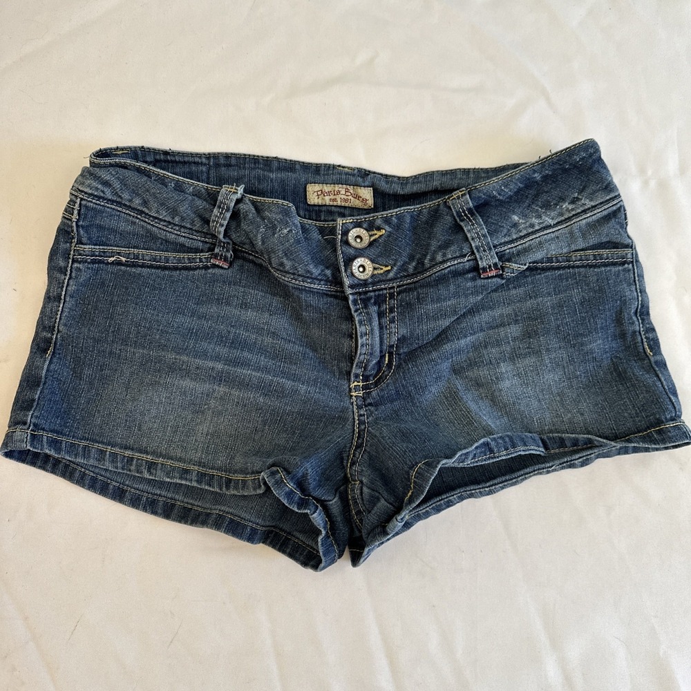 Paris Blues 90' Y2K low-rise denim micro Mini shorts shortie cotton womens 9